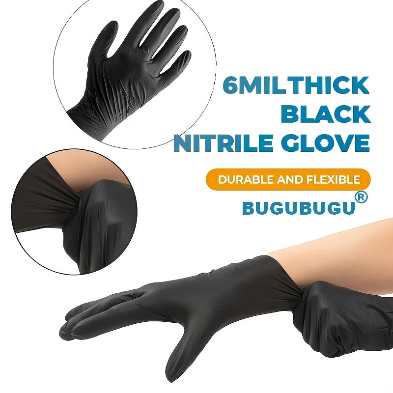 6 Mil Black Nitrile Disposable Gloves, 50-Count Latex-Free Household Cleaning Gloves with Textured Fingertips and S, M, L or XL Size References