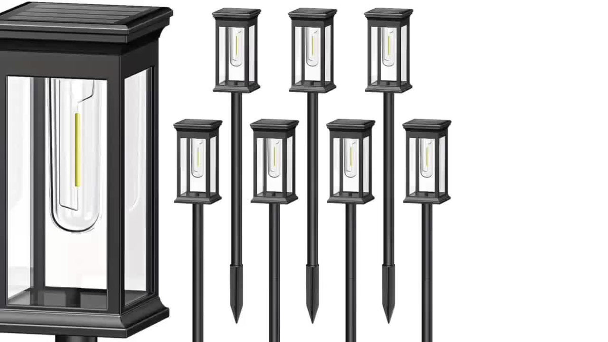 Solar Garden Lamps with Listed Warm White Light, Four-Piece Box, Six-Piece Box or Six-Set Option Labels for Courtyard, Terrace and Walkway Landscape Decoration