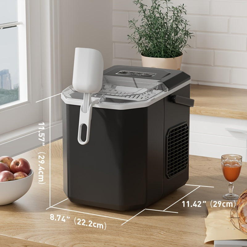 Tabletop Bullet Ice Maker with Water Level Window, Automatic Cleaning, Basket and Scoop, Listed 22lb or 26lb Model Options for Kitchen Drinks and Parties