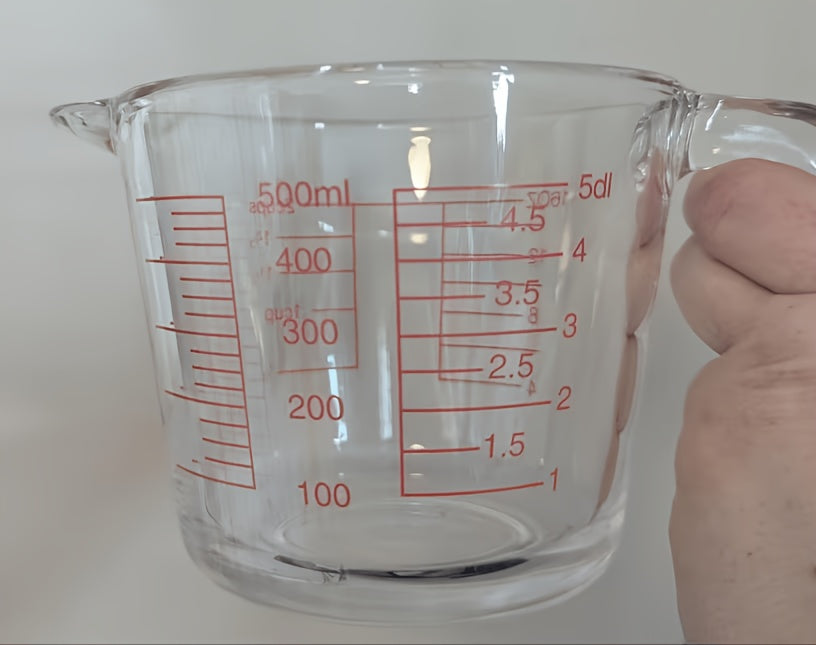 Handled Glass Measuring Cup for Recipe Ingredients and Home Baking Prep, Single Medium Selection or Two-Piece Set with Listed 16.91oz and 33.81oz Capacities