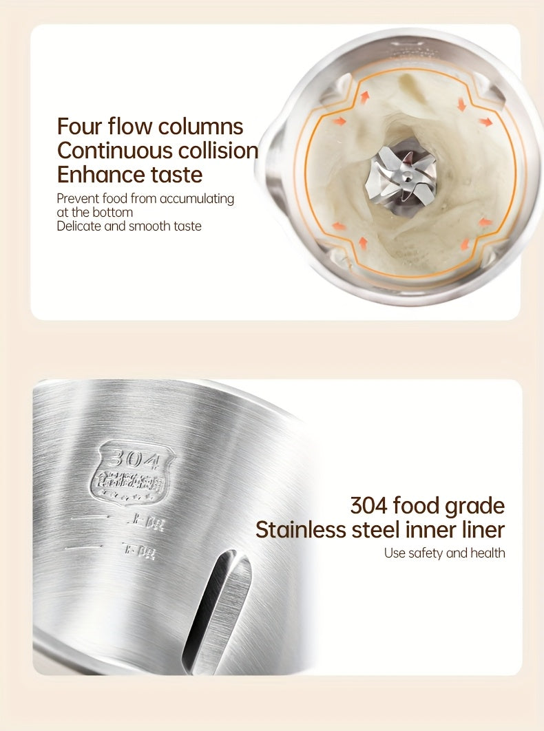 Plant-Based Milk Maker 35 oz with Listed Eight-Blade Design, Off-White Nut and Soy Beverage Machine with Delay Start, Keep Warm and Self-Cleaning Functions