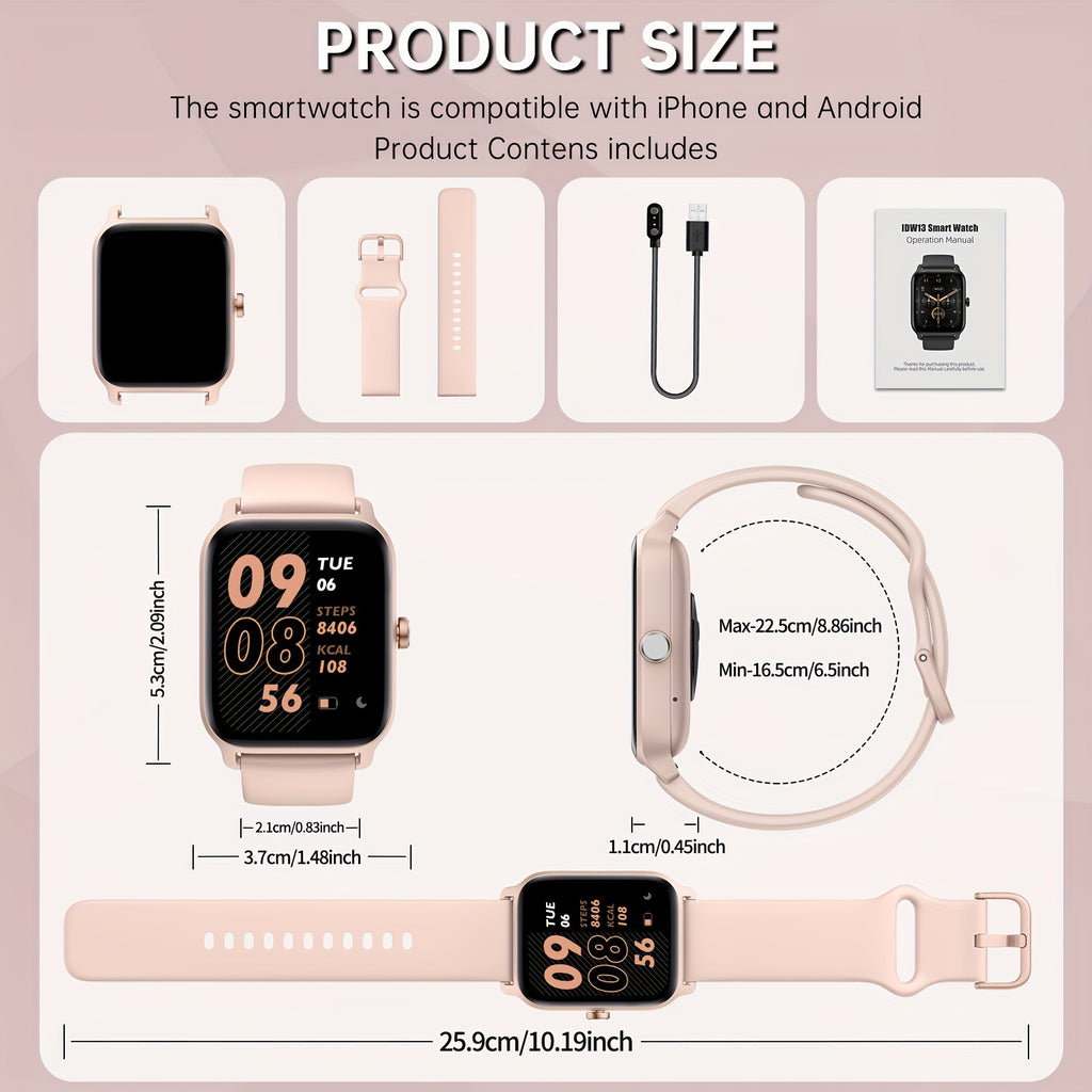 FUVEHA Alexa Smartwatch in Upgraded White with Listed 1.8-Inch HD Full Touchscreen, Call Functions, Message Notifications and 100+ Sports Modes for Adults