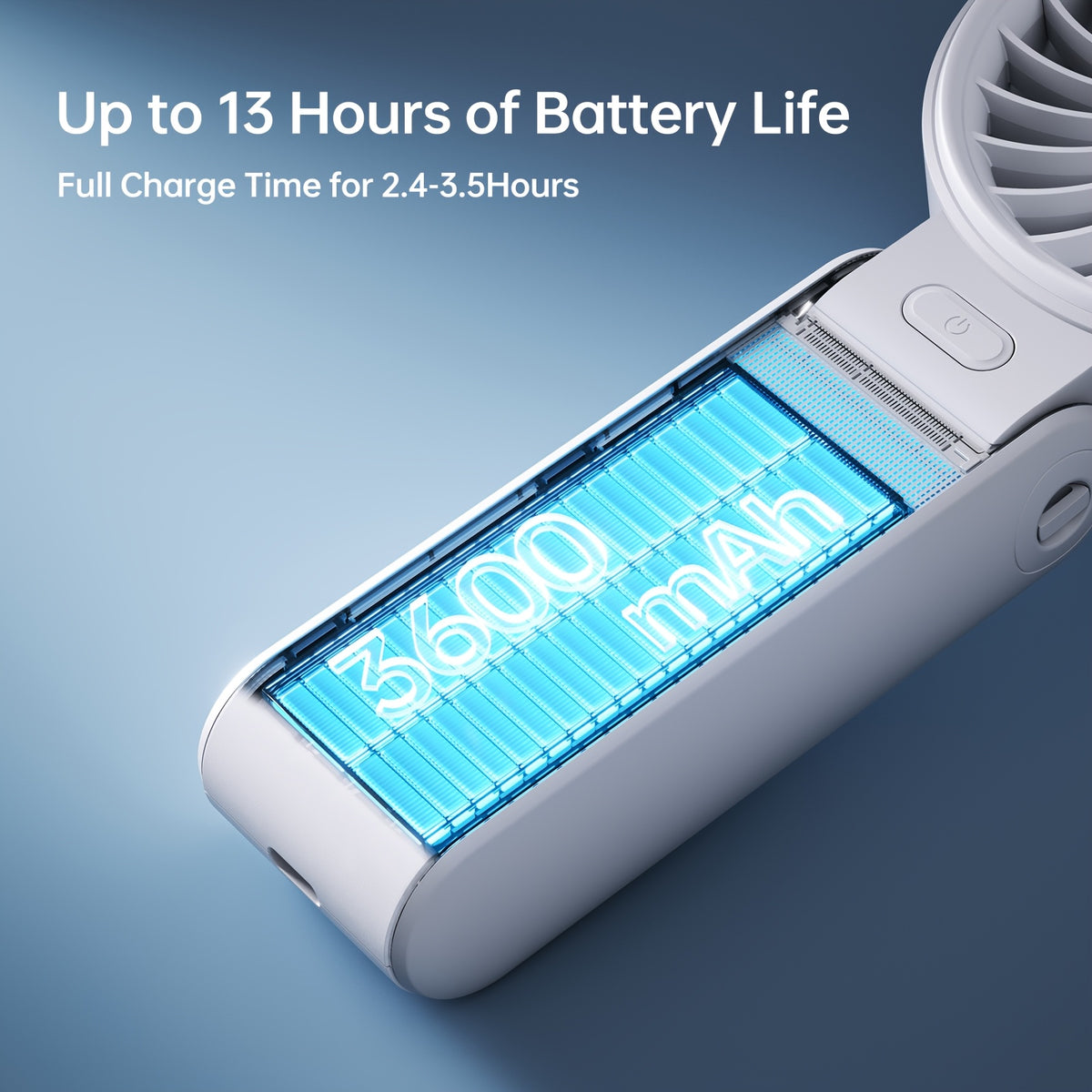 Foldable Handheld Fan JISULIFE Life7 with USB Rechargeable Battery, LED Display and Five Speeds for Desktop, Travel and Festival Use in Grey, Pink or Black
