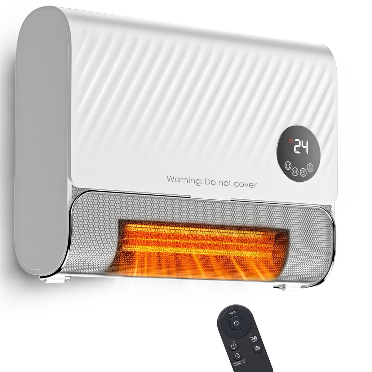 1500W Wall Panel Space Heater with Listed Remote Control and Three Fan Speeds, White or Gray Options for Home Heating and Space-Conscious Wall Installation