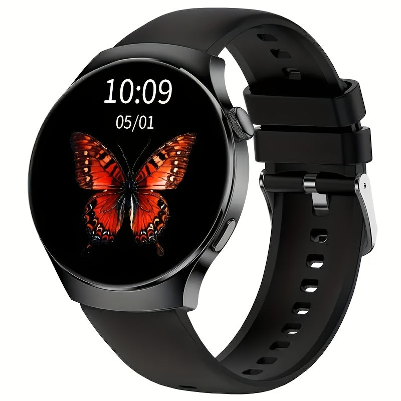 Round Screen Fitness Tracker Watch with Step Counter and Music Control, Listed Running, Cycling and Walking Modes in Black or Gray Everyday Watch Options