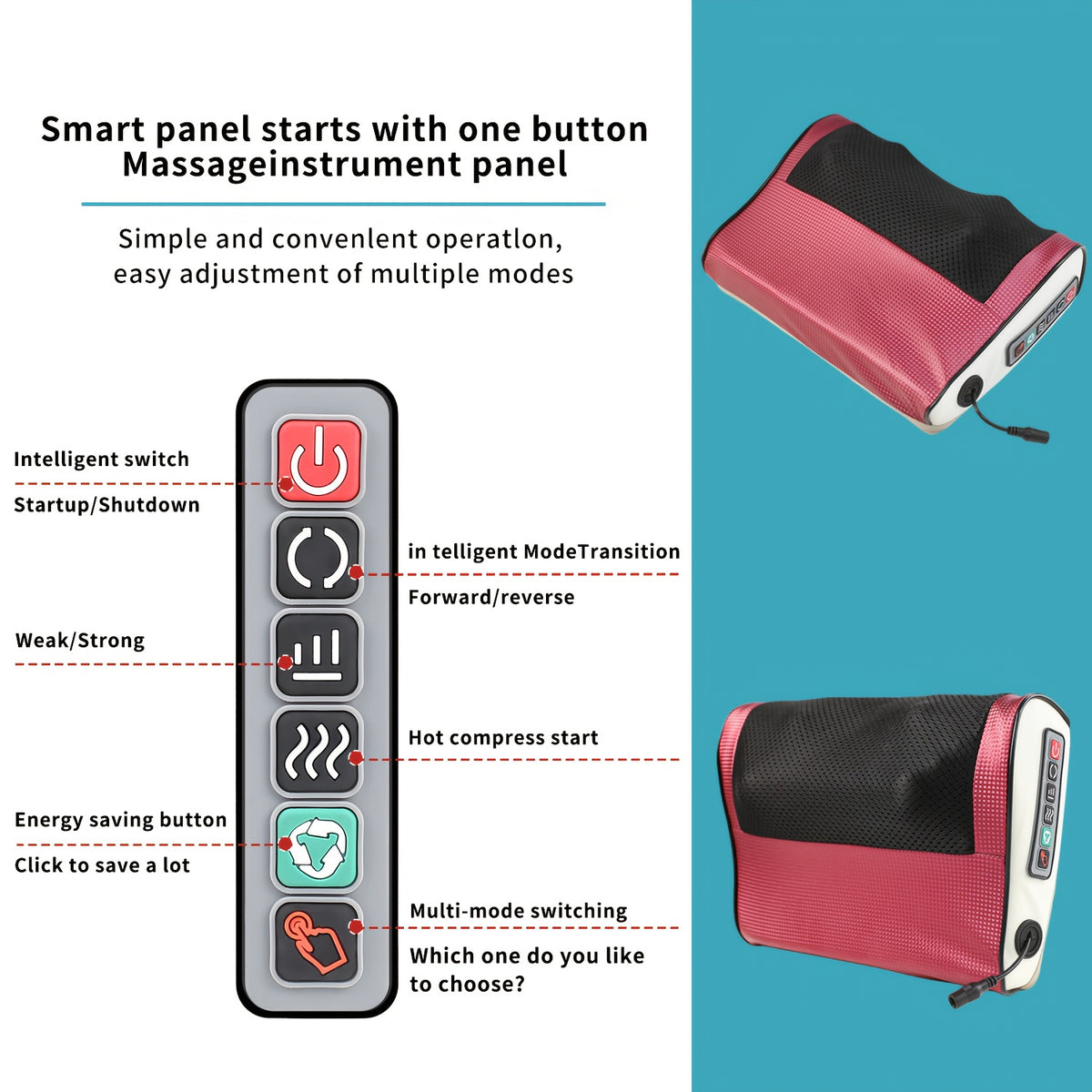 Kneading Neck and Shoulder Massager, Electric Personal-Care Device for Back and Foot Massage, Everyday Home Massage Gift for Men, Women and Parents