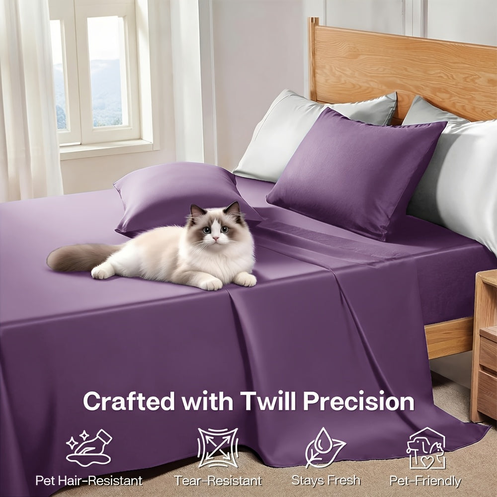 20 Inch Pocket Bed Sheet Set, Four-Piece Bedding with Listed Cooling Comfort, Fitted Sheet, Flat Sheet and Pillowcases in Twin, Full, Queen and King Options