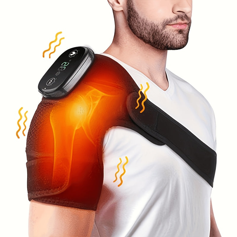 Heat and Vibration Knee Massager in Black, Wireless 3-in-1 Heating Pad with Listed Knee, Shoulder and Elbow Use for Personal Care Routines