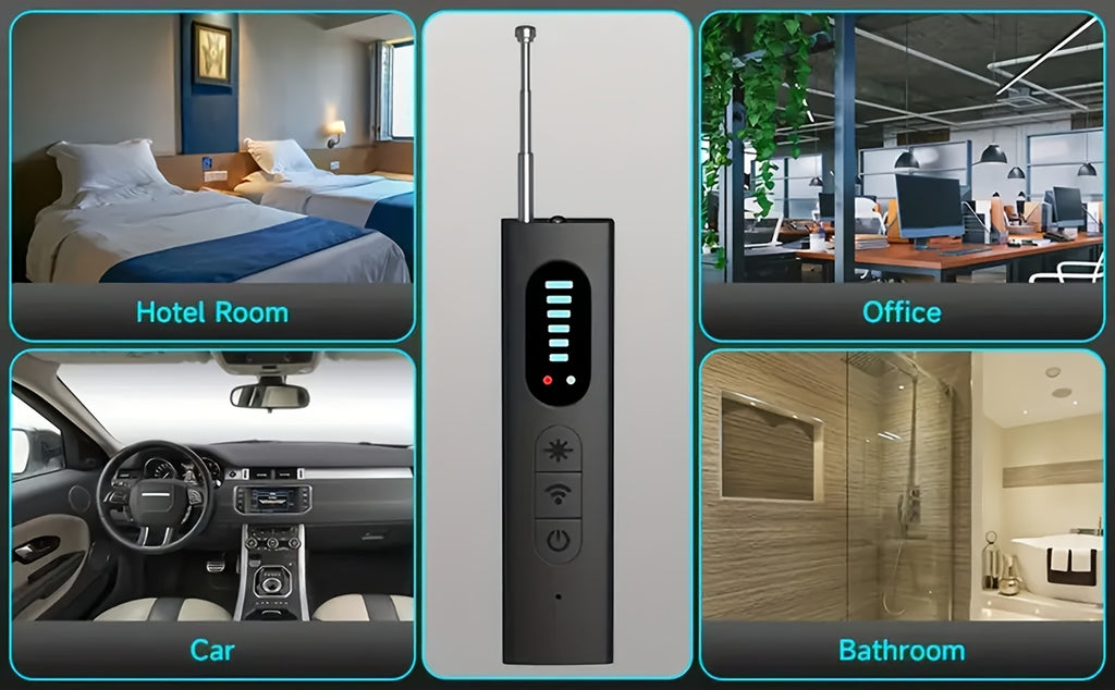 Hidden Camera Detector and RF Signal Scanner, Portable Rechargeable Anti-Spy Bug Finder for Hotel Travel, Home, Office and Car Checks