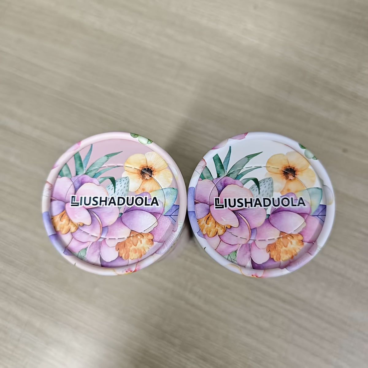 Cup Holder Car Tissue Tubes, Two-Roll Pink and White Floral Facial Tissue Pack in Compact Cylindrical Containers for Vehicle Interior Organization and Daily Use