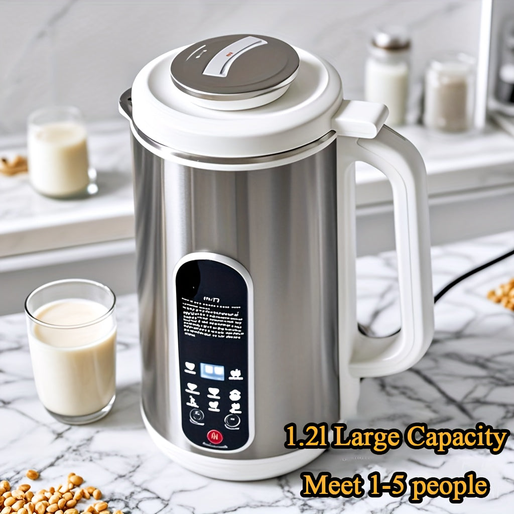 Soy Milk Maker with 1200mL Container, 800W Stainless Steel Multifunction Nut Milk, Soup and Juice Machine with Touch Controls, Auto Cleaning and 24-Hour Timer