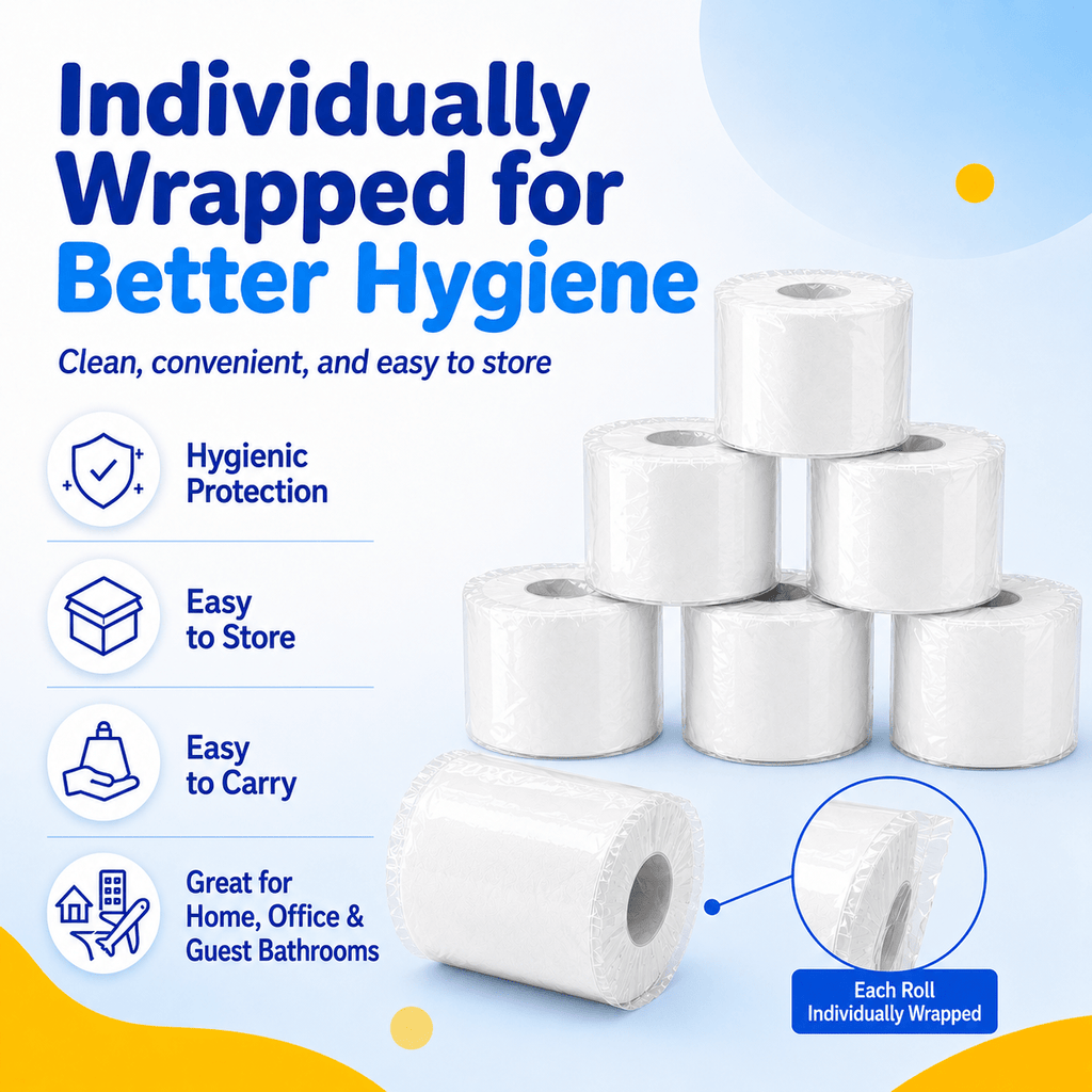 4-Ply Toilet Paper by Spring Touch, Individually Wrapped Unscented Bathroom Tissue Made with 100% Virgin Wood Pulp in 10, 20, 30 or 60 Roll Packs