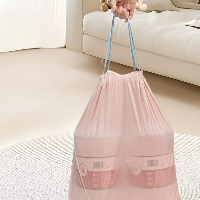 Drawstring Trash Bags, 150-Count Small Plastic Wastebasket Liners with Listed 4-Gallon Capacity in White, Pink, Red or Purple for Bathroom and Office