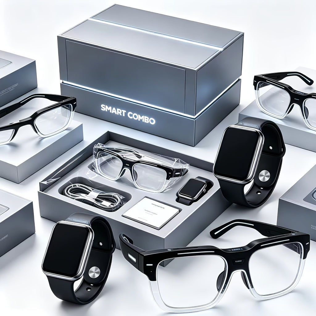 Real Time Translator Glasses and Smart Touch Watch Set with Listed AI Conference Interpretation, Wireless Music and Phone Call Features for Travel and Office Use