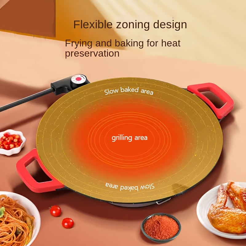 Adjustable Temperature Electric Grill Pan with Listed Nonstick Surface and 110V American Plug, Large Red Ear Model for Grilling, Frying and Home Kitchen Meals