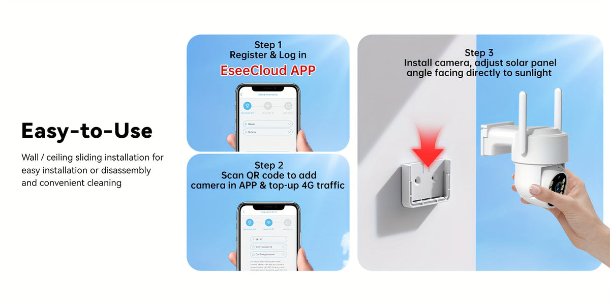 WESECUU 4G LTE Solar Security Camera with Listed 4MP Imaging, 8000mAh Battery, PTZ Live View and Two-Way Talk, Premium Black or Ivory White Outdoor Options