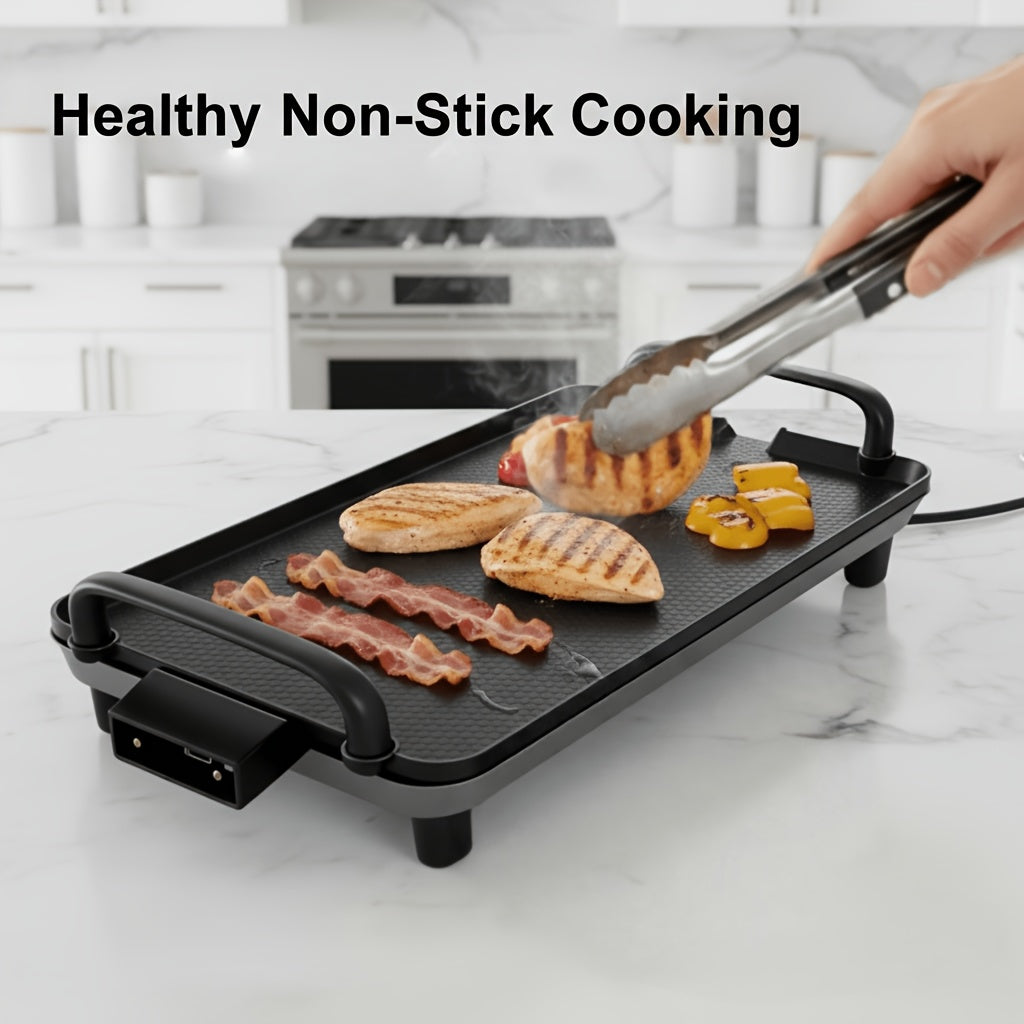 Black Electric Griddle with Nonstick Cooking Surface for Egg and Breakfast Preparation, 15.35 x 8.66 or 22.83 x 10.24 Inch Model Labels for Home Meals