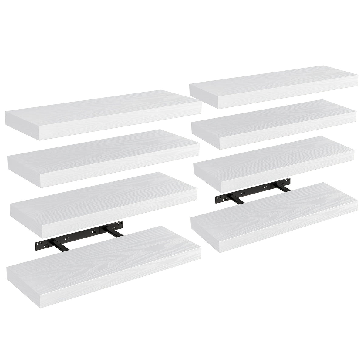 Rustic Wood Floating Shelves by TOMNK with Listed 15.8-Inch Size, Four or Eight-Piece Wall Shelf Sets for Bedroom, Living Room and Kitchen Storage Displays