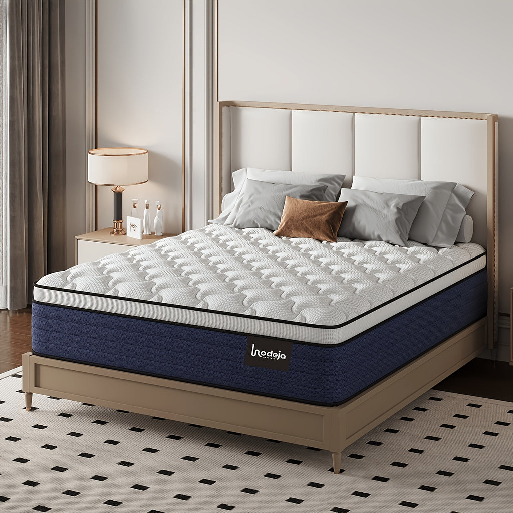 Memory Foam Hybrid Mattress by LODEIJA with Listed Pocket Springs and Medium Firm Feel, 8, 10, 12 or 14 Inch Model Labels with Twin, Full, Queen and King Size Options