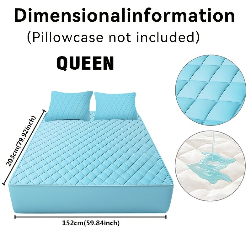 Fitted Mattress Protector with Listed 9–15 Inch Pocket Range, Single Solid-Color Bed Cover in Twin, Full, Queen and King Sizes with Nine Color Labels