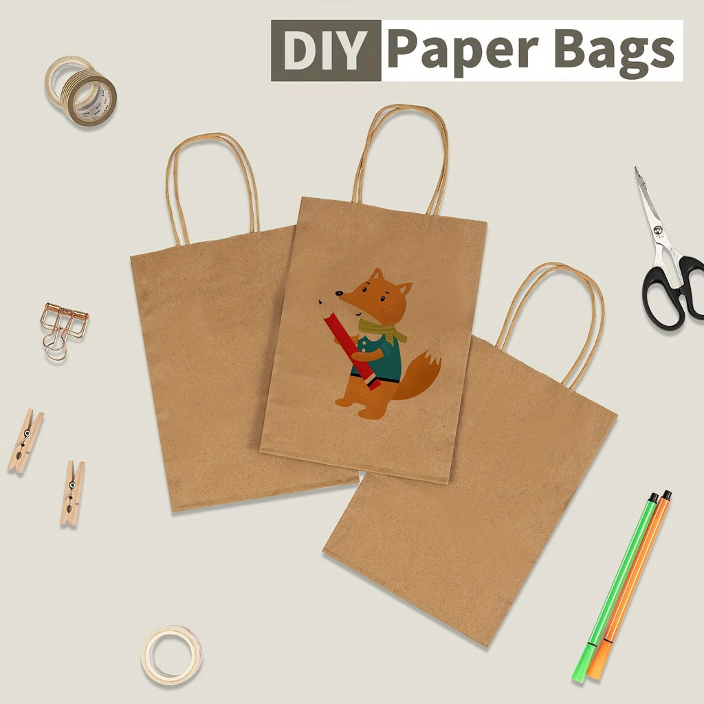 Kraft Paper Gift Bags with Twisted Handles, 100-Pack Bulk Packaging in Small, Medium and Large Size Options for Wedding Favors, Holiday Gifts and Retail
