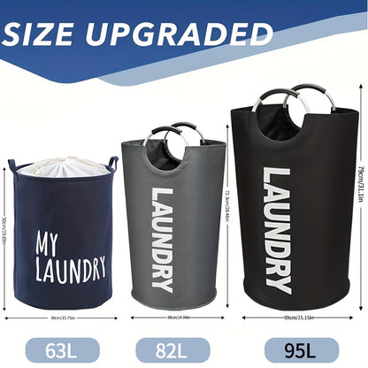 Half-Ring Handle Laundry Basket, Foldable Fabric Clothes Hamper in 16.64, 21.66 or 25.1 gal Options for Bedroom and Laundry Room Organization