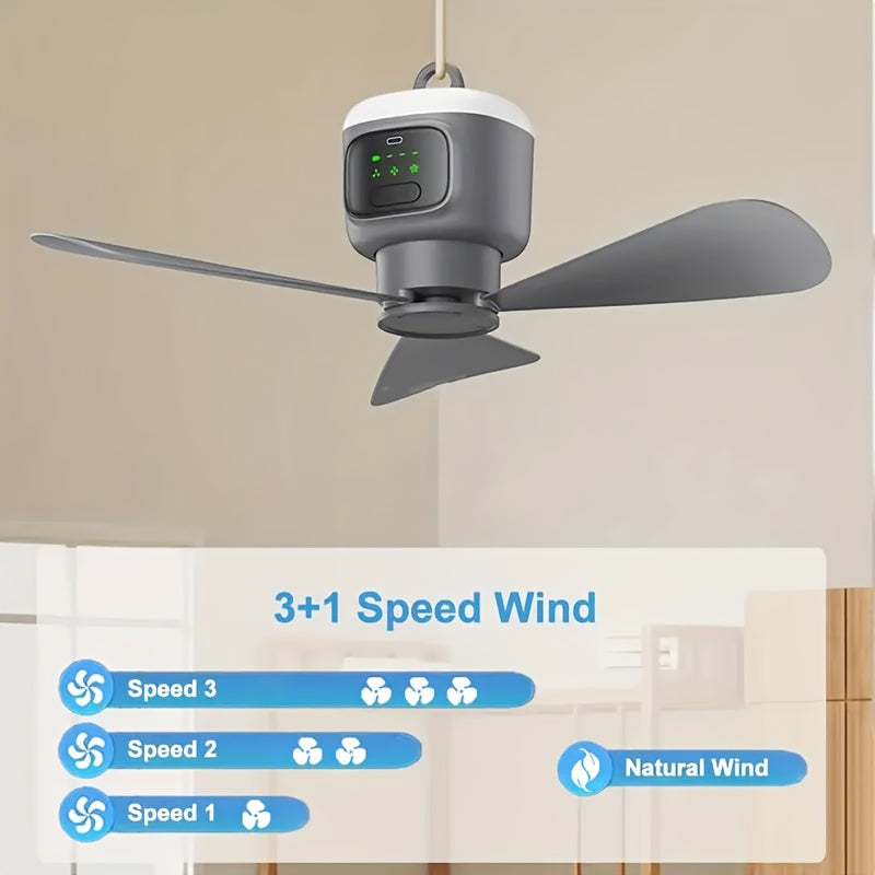 Large-Blade Rechargeable Camping Fan with Remote Control, Three Airflow Speeds and Listed 12000mAh Capacity for Home, Tent, Balcony, Office and Travel Use