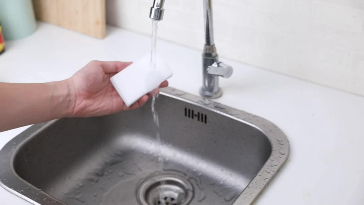 Sponge Eraser Cleaning Pads in 8, 16 or 32-Piece Packs, Water-Activated Cut-to-Fit Foam for Compatible Kitchen and Bathroom Surfaces