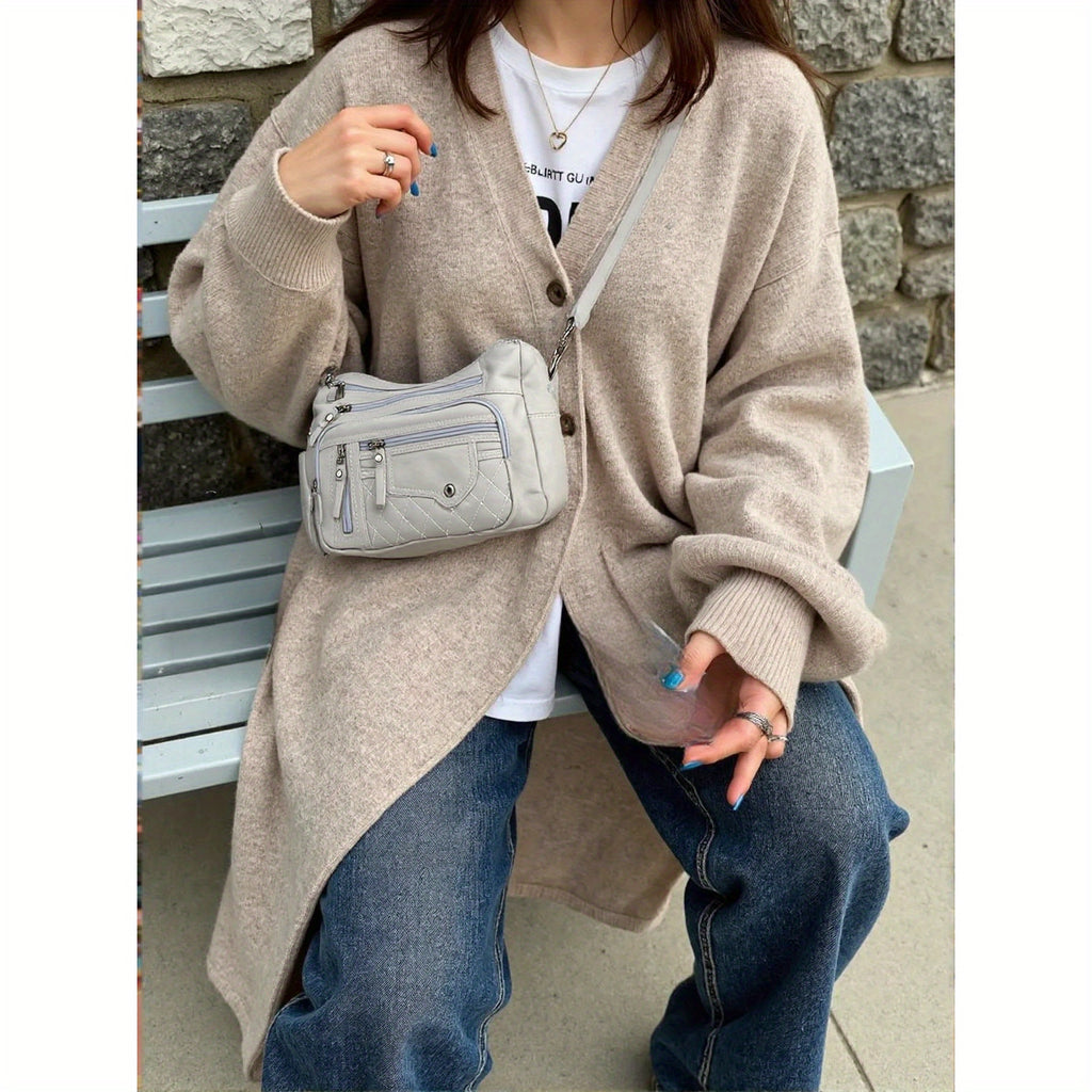 Nylon Shoulder Bag with Adjustable Strap and Zipper Closure, Listed 25 x 18 x 8 cm Size in Red, Black or Brown for Everyday Essentials and Gift Ideas