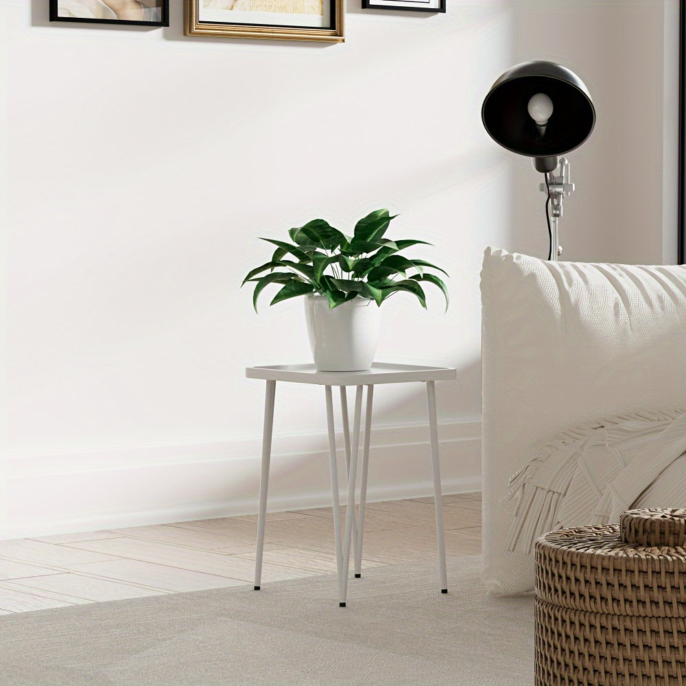 Square Metal Side Table for Small Spaces, Compact Drink and End Table for Sofa or Bedroom, Indoor and Outdoor Use in White, Pink, Black or Blue