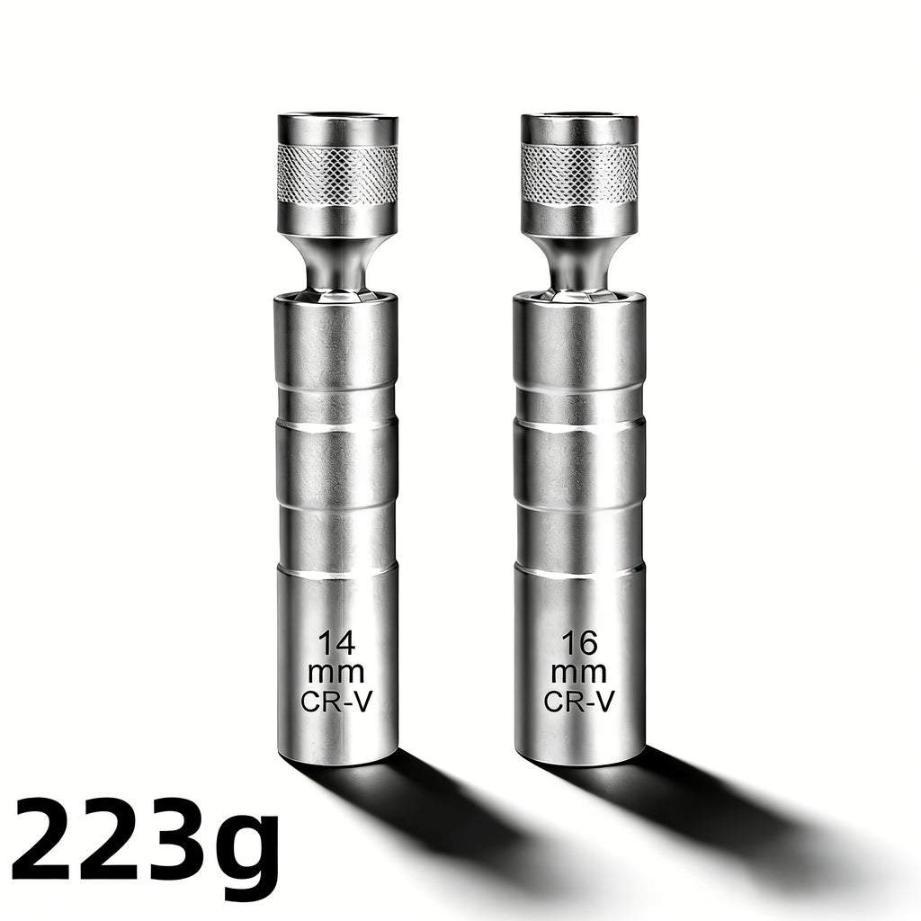Spark Plug Socket Set with Magnetic Design and Listed 14mm plus 16mm Sizes, Alloy Steel Tool Selection for Compatible Automotive Spark Plug Maintenance