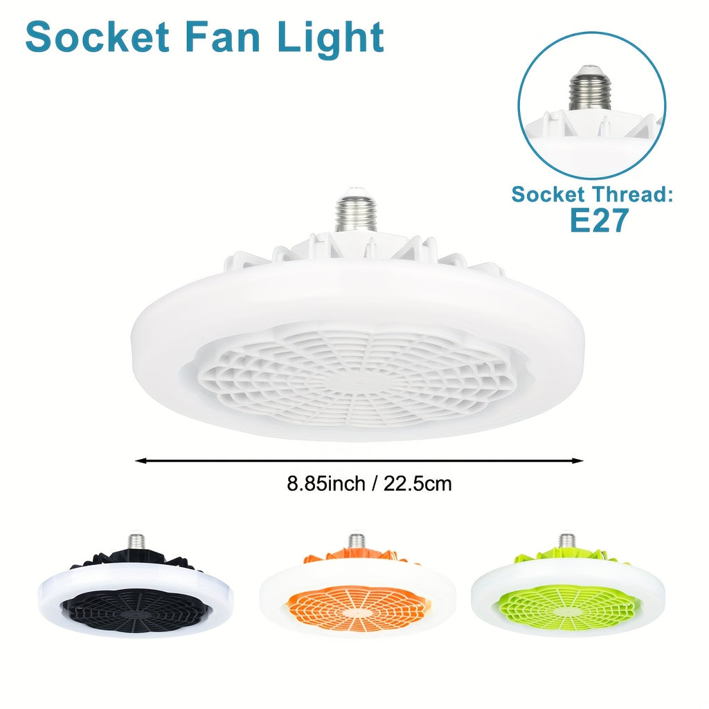 E26 Socket Ceiling Fan Light with Remote Brightness and Fan Speed Adjustment, LED Lighting and Air Circulation for Bedrooms and Living Rooms