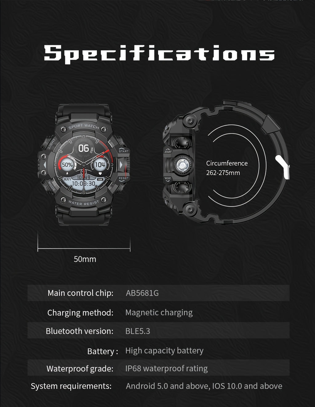 1.32-Inch TFT Smartwatch for Men with Calling, LED Flashlight, 100+ Sports Modes and Sleep Tracking, iPhone Android Compatibility in Eleven Color Options