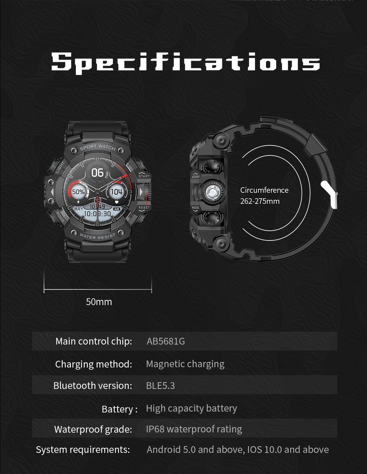 1.32-Inch TFT Smartwatch for Men with Calling, LED Flashlight, 100+ Sports Modes and Sleep Tracking, iPhone Android Compatibility in Eleven Color Options
