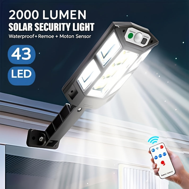 1/2pcs 6500K Super Bright LED Solar Wall Light - Motion Sensor, IPX4 3 Lighting Modes, Remote Control, Water-Resistant, Lithium Battery Powered, Semi-Flush Mount, Wireless Infrared Sensor for Outdoor Garden Security Street Yard Lamp