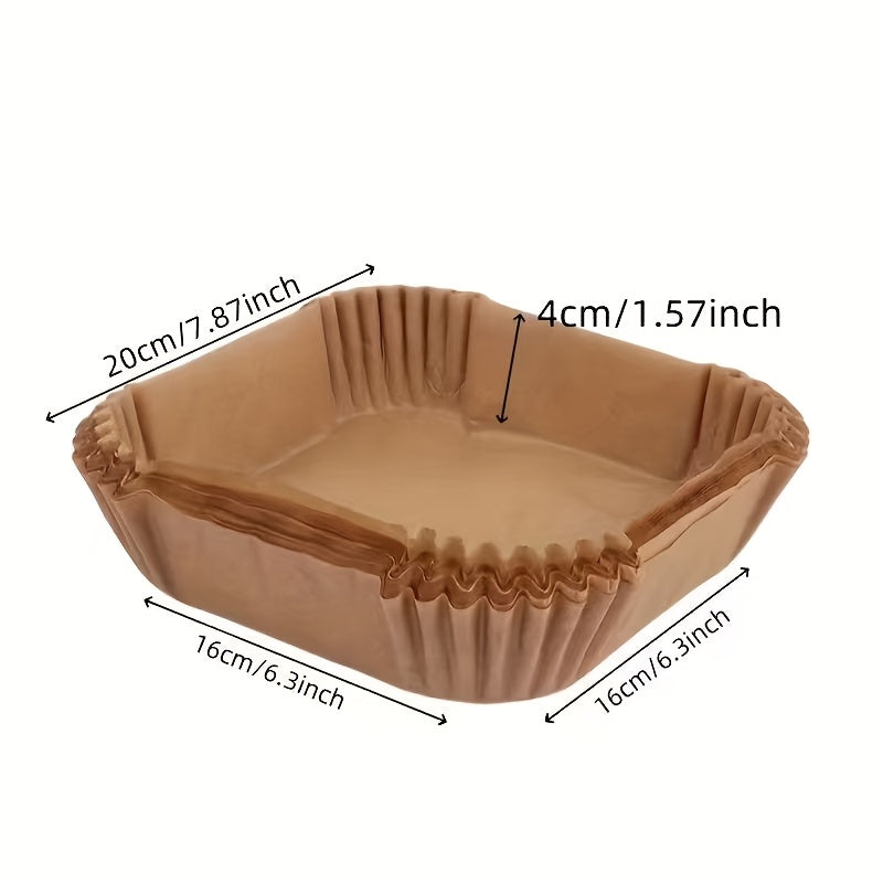 Disposable Air Fryer Paper Liners, 8-Inch Square Bleach-Free Nonstick Baking Liners in 125 or 250 Count Options for Compatible 5–8QT Baskets