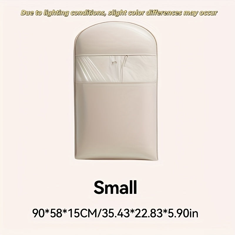Hanging Compression Garment Storage Bags with Listed See-Through Design and Zipper, Small, Medium or Large Labels in Beige or Pink for Winter Wardrobe Organization