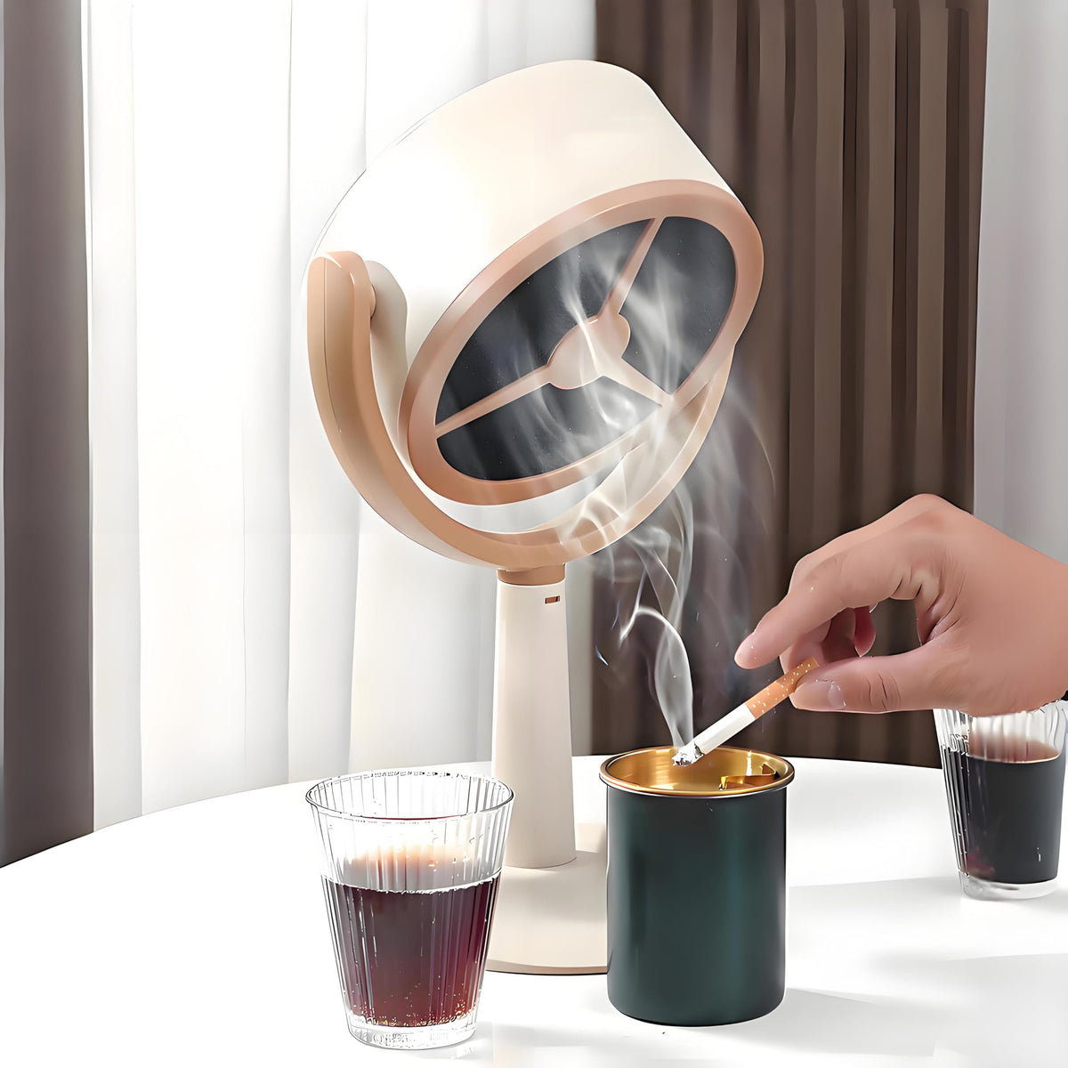 Portable Cooking Smoke Extractor in White with Foldable Design and USB Rechargeable Power, Mini Oil Fume Catcher for Compatible Hot Pot and BBQ Setups