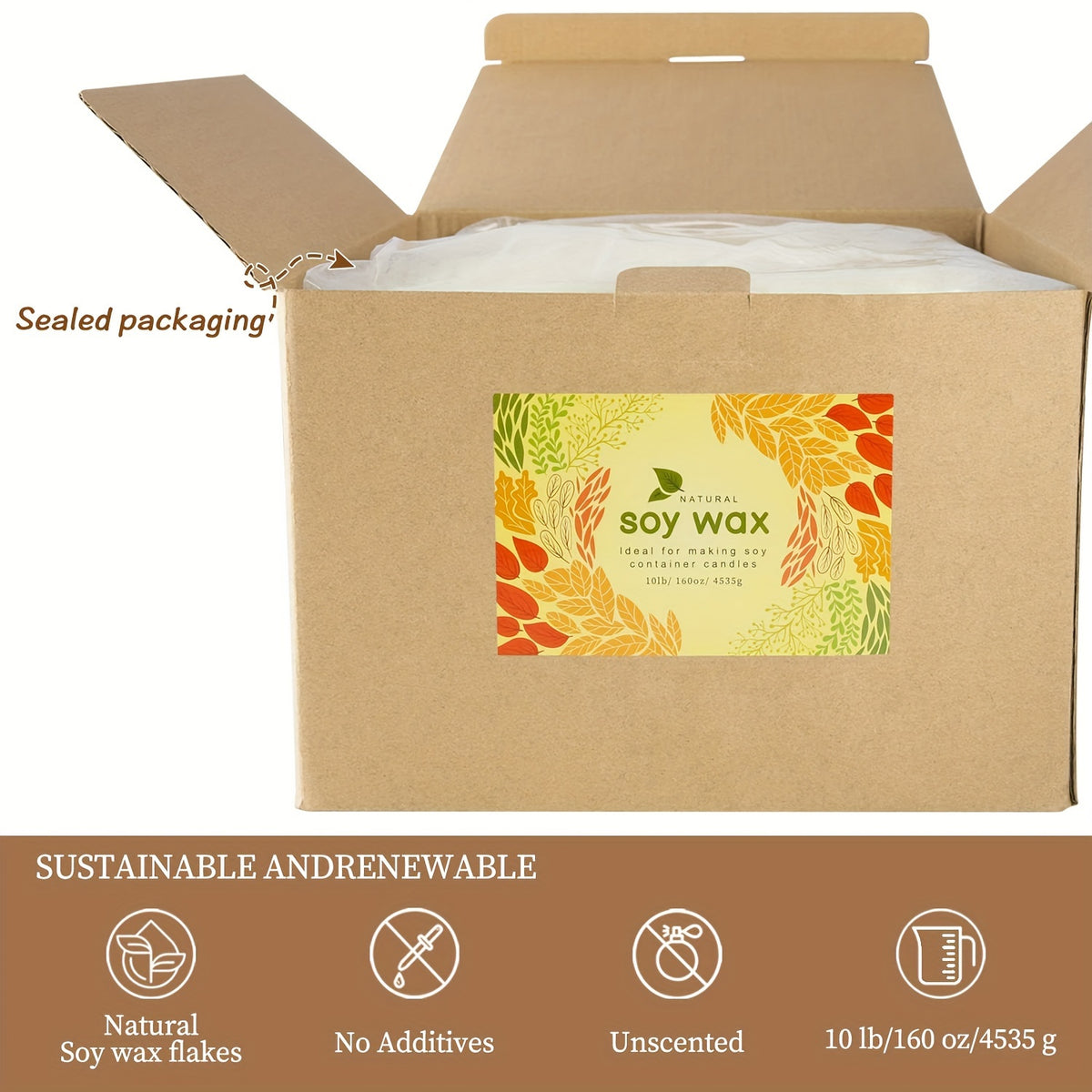 Soy Wax Flakes for Candle Making, Listed 10 lb Supply for Adult DIY Container Candle Projects, Handmade Holiday Gifts and Decorative Home Craft Creations