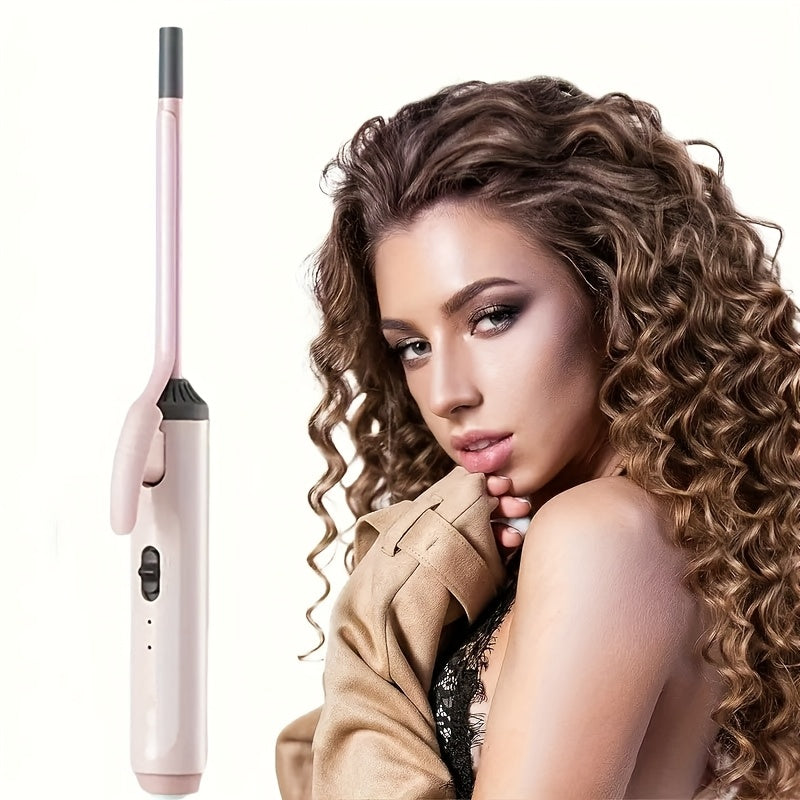 9mm Travel Curling Iron, Ultra-Fine Mini Curling Wand for Tight Curls, Teddy Curls, Airy Bangs & Water Waves, Fast Heating, for Short Hair, Men & Women, Holiday Gift, Pink