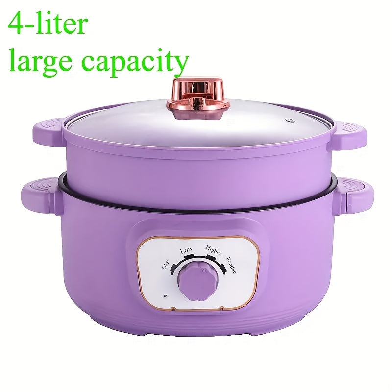 Plug-In Ramen Cooking Pot with Listed Nonstick Interior, 1.8 or 3.5 Liter Capacity Labels and Milky White or Purple Larger Options for Soup, Noodles and Oatmeal