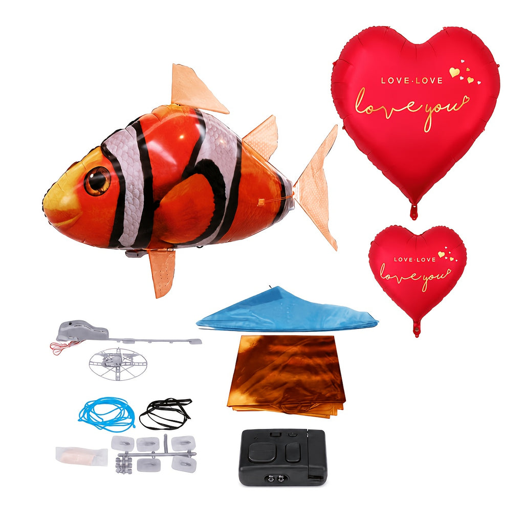 Remote Control Clownfish Balloon, Bright Orange Inflatable Model ZJXCY0818 for Indoor Birthday Parties, Ocean-Themed Events and Supervised Ages 8+ Play