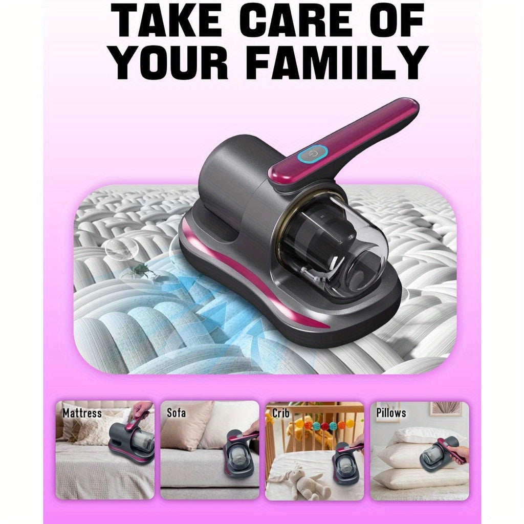Mattress Vacuum Cleaner in Purple, Cordless Handheld Bed and Sofa Cleaner for Pet Hair, Compatible Upholstery and Carpet Surface Cleaning