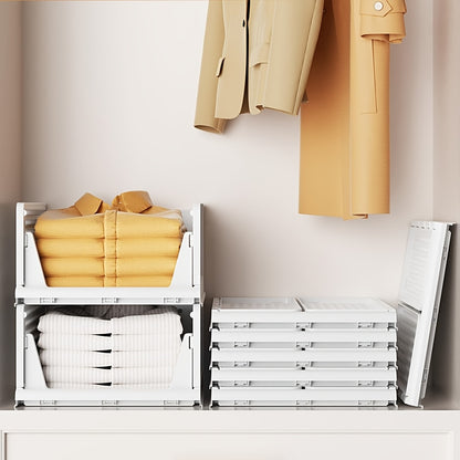 Stackable Closet Storage Baskets, 3-Piece Foldable Organizer Set with Listed 16.73 x 13.11 x 7.2 Inch Bins for Clothes, Files and Household Essentials