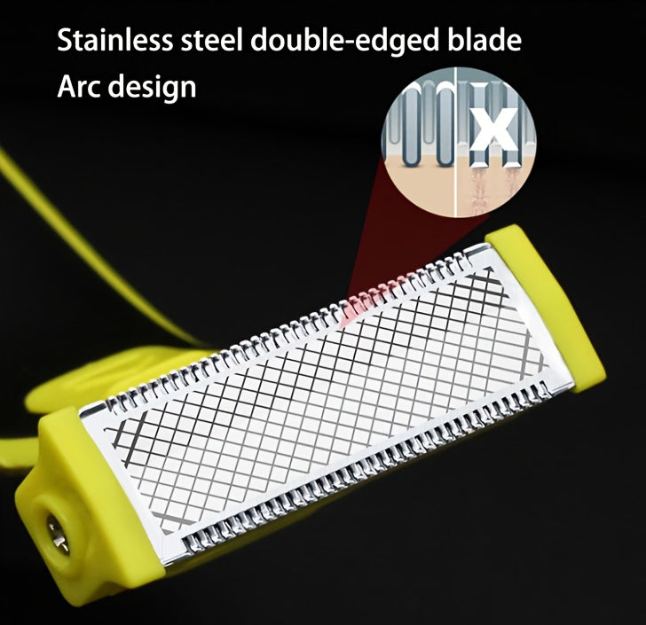 T-Blade Body Trimmer with USB Rechargeable 600mAh Battery for Men's and Women's Grooming, Yellow or Upgraded Version with Four Guide Combs