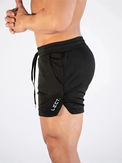 Men's Three-Quarter Fitness Shorts with Slim Stretch Styling, Lightweight Workout Pants for Running and Gym Routines in Black, Grey or Olive Green, S–XL