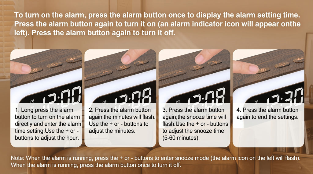 Wood-Grain Indoor Security Clock Camera with Listed 2K Video, Dual-Band WiFi, Color Night Vision, Motion Alerts, Rechargeable Battery and Optional microSD Storage