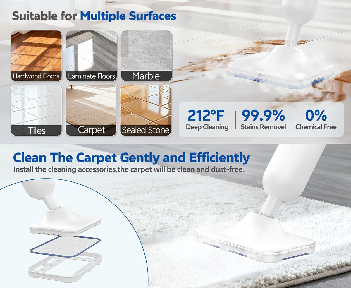 Steam Mop Cleaner INSE F2 White with Listed 10-in-1 Multifunction Design, 15-Second Heating and High-Temperature Steam for Compatible Home Cleaning Tasks