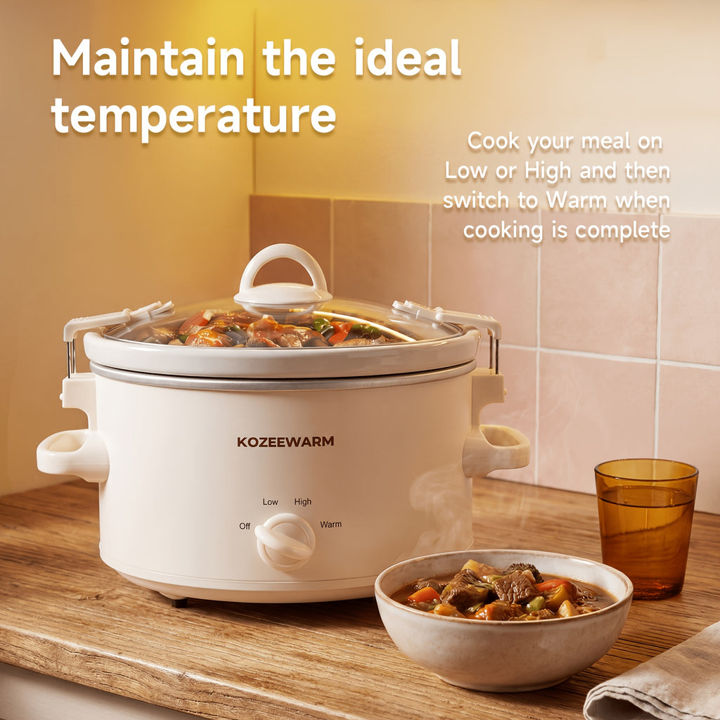 Manual Slow Cooker with 1.5QT or 4QT Capacity Options, Removable Stoneware and Listed Warming Setting for Home Meal Preparation in Six Size and Color Choices