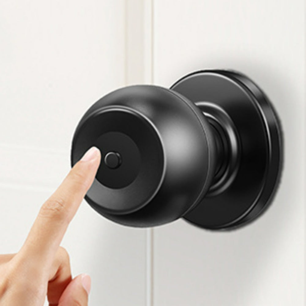 Five-Method Fingerprint Door Knob with App, IC Card, Password and Backup Key Access, Silent and Passage Modes, Anti-Peep Keypad and Type-C Emergency Power